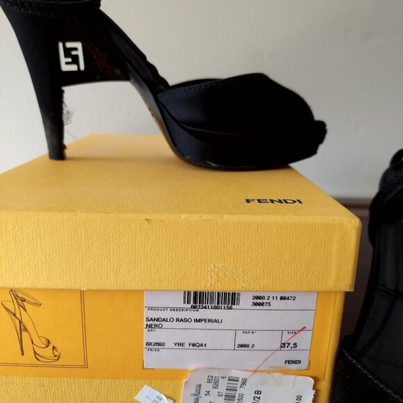 AUTHENTIC SILK FENDI HIGH HEEL STRAPPY SHOES  - Size 7.5 (37-1/2) - Picture 3 of 11
